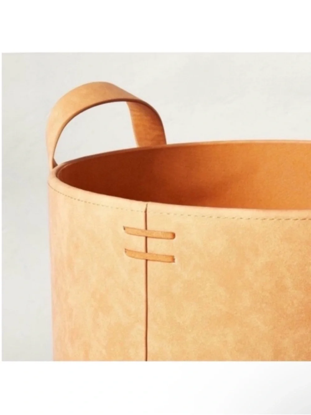 NWT Large Faux Leather Storage Bin Basket with Handles 13